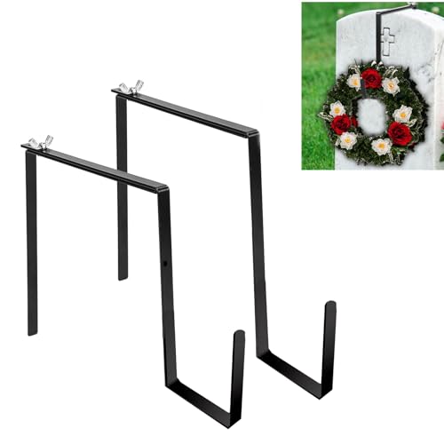 Cemetery Wreath Hangers 2 Pack - Adjustable Grave & Headstone Decorations