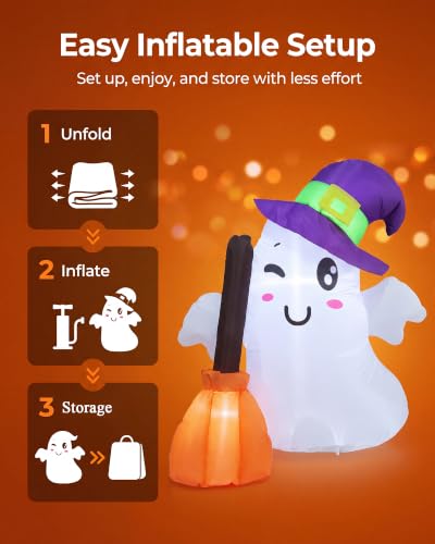 4 Ft Halloween Inflatable Ghost Outdoor Decoration with LED Lights