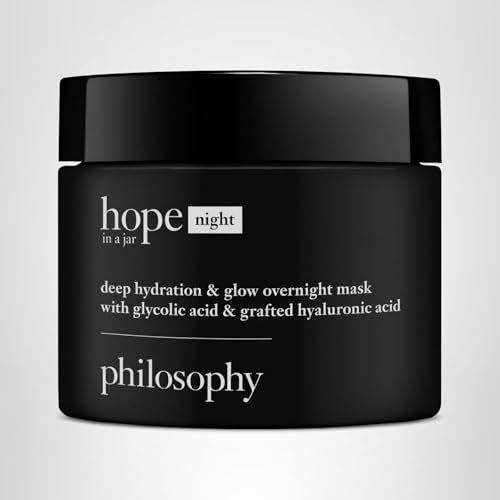 philosophy hope in a jar deep hydration & glow overnight face mask - with glycolic & hyaluronic acid - renews & restores dry skin for a smooth, glowy finish - 2 fl oz.
