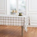 Solino Home Linen Tablecloth 60 x 144 in Natural White Check - Handcrafted