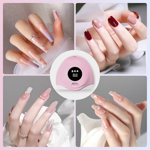 Pink UV LED Nail Lamp 72W for Gel Polish with 24 Beads & Auto Sensor