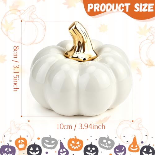 White Ceramic Pumpkin Decor - 4 Inch Fall Halloween Home Decoration - Variation of THIS listing