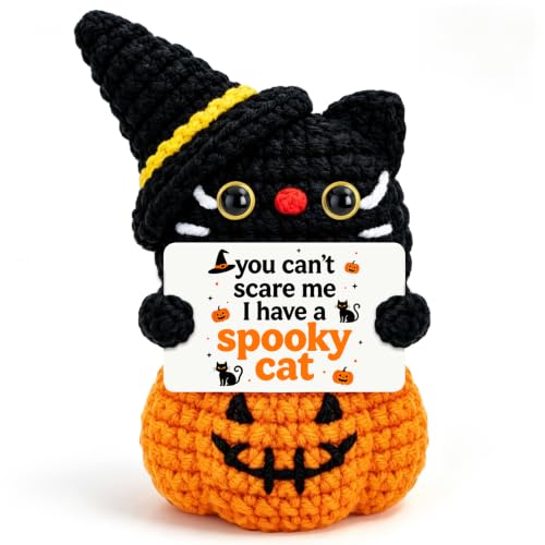 Halloween Black Cat Decor Baskets - Hand Crocheted Spooky Cat Halloween Ornament