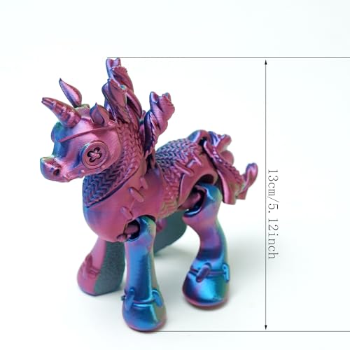 RGB 3D Printed Unicorn Toy Figurine - Flexible Joint Fantasy Decor & Fidget Gift