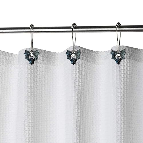 Halloween Bat Shower Curtain Hooks Set - Black Bat Style 2, Rustproof Stainless Steel, 12 Pieces