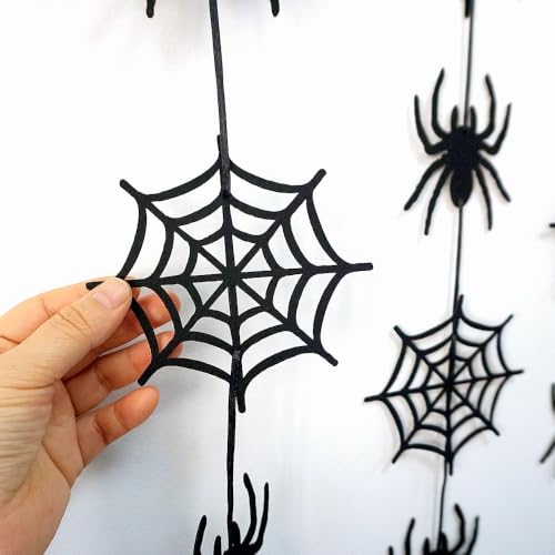 Halloween Felt Spider Web Garland Set - 7 Pack Hanging Spider Decorations