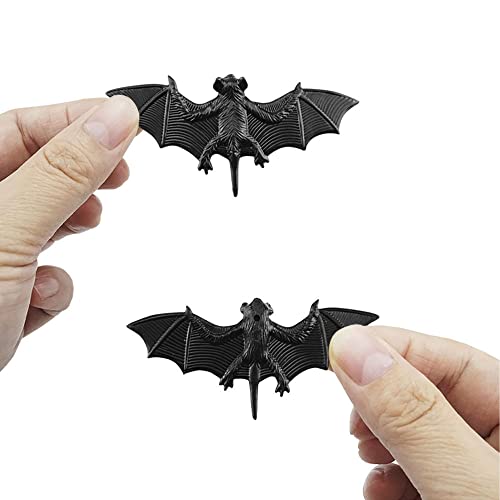 Halloween Plastic Bat Decorations - 30 Small Realistic Black Bats for Spooky Party Atmosphere