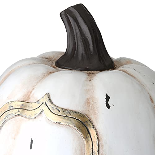 Halloween White Pumpkin Boo Sign Decoration - 13 Inch Festive Holiday Decor