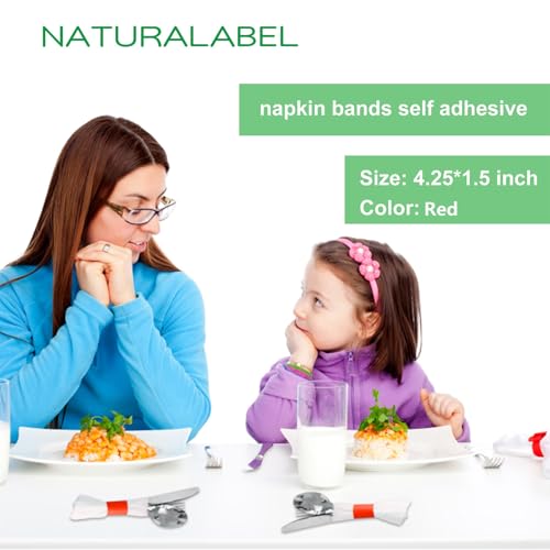 Self-Adhesive Napkin Bands Bulk Pack of 20,000 - Red, 10 Boxes