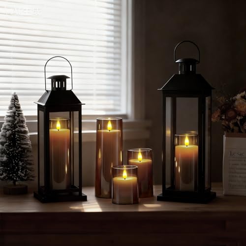 Flameless Candles Set of 5 with Remote Timer - Acrylic Flickering LED Pillar Candles for Christmas & Home Decor - Grey, Variation of THIS listing