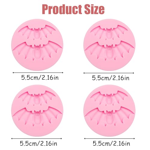 Halloween Bat Silicone Mold 4-Piece for Cake Decoration Candy & Crafts