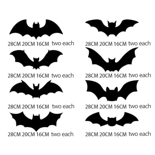 Halloween Bat Wall Stickers 48 Pack with Colorful LED Lights - 3D Glowing Gothic Decorations, Style2-48pcs