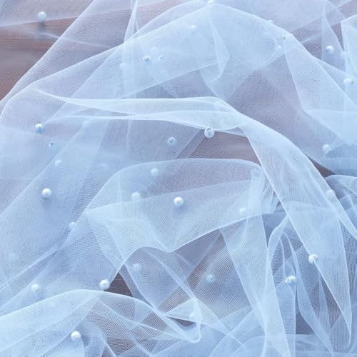 Light Blue Pearl Light Blue Table Runner 10FT Fall Tulle Gauze Boho Cheesecloth - Variation of This Listing