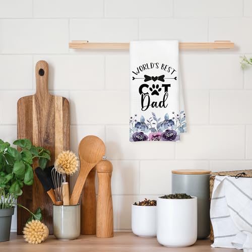 Cat Dad Kitchen Towels - Funny Pet Lover Gift for Men, 16x24 Inch Variation of Cat Dad