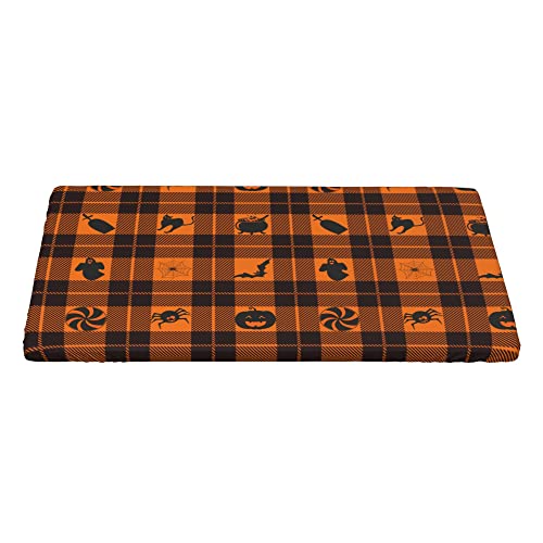 48 x 30 Inch Halloween Tartan Rectangle Tablecloth - Waterproof Polyester, Washable, Elastic Edged