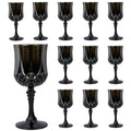 Black 12-Pack Plastic Wine Glasses 7oz Vintage Goblets for Weddings