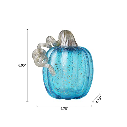 Handblown Glass Pumpkin Table Accent - 6 Inch Blue Fall & Halloween Decor - Variation of THIS listing