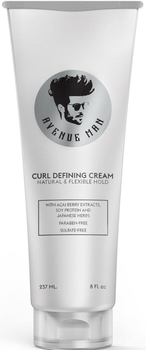Avenue Man Curl Defining Cream - Natural & Flexible Hold with Herbal Extracts - Paraben & Sulfate Free