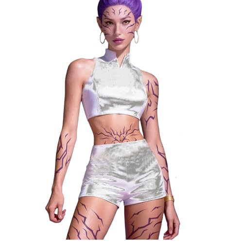 Purple Temporary Tattoos for Cosplay & Halloween Accessories - Dance Stickers Prop