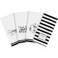 Honoson 4 Pack Kitchen Towels with Home Sweet Home Print - Black Stripe / White Stripe
