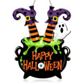 Halloween Witch Door Sign with Legs and Cauldron - Festive Wall Hanging Decor