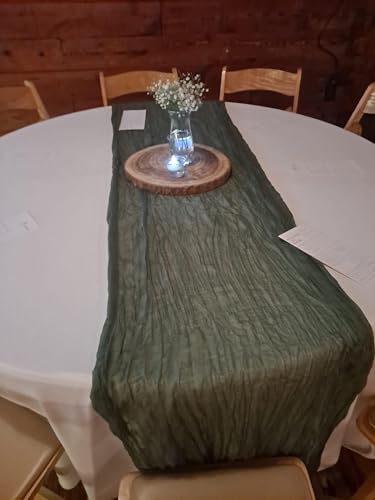 Olive Green Cheesecloth Table Runner for Birthday & Holiday Decor - 1 Pack