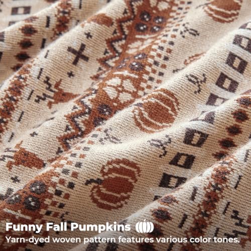 Fall Pumpkin Pillow Cover 18x18 Inches with Piping - Burnt Orange - Kevin Textile