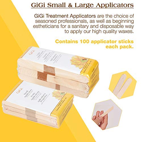 GiGi Wax Sticks for Hair Removal – Large & Small Wax Applicator Sticks, Wooden Waxing Stick for Face, Eyebrow, & Body Waxing, 100 ct, Pack of 2