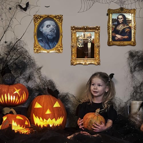 Halloween Indoor Decor 16 Pieces 3D Face-Changing Portraits Haunted Scary Pictures