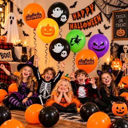 Halloween Balloons Set - Black & Orange 30 Pcs Latex Party Decorations