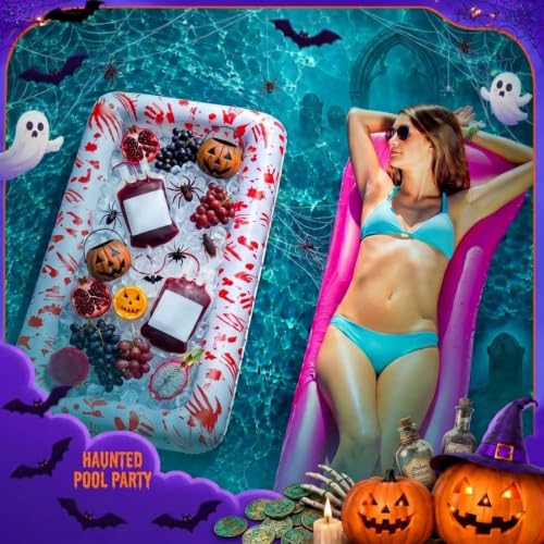 Large Halloween Inflatable Cooler Set - Spooky Blood Pattern, 52.76 x 25.2 Inches