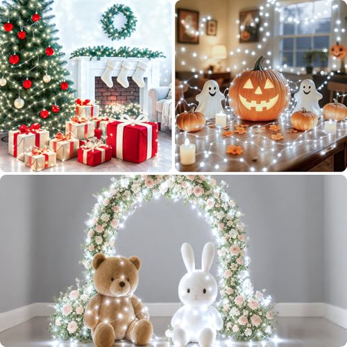 Fairy Lights Battery Operated 33FT 100LED USB-C Twinkle String Lights - Cool White, 2 Pack, 8 Modes & Dimmable