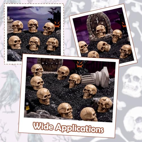 Halloween Mini Resin Skull Decor Set - 30pcs Skeleton Head Bone Table Decorations