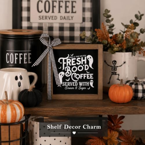 Halloween Coffee Bar Decor Sign Freshly Booed Coffee - Black 2