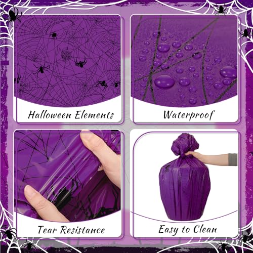 Purple 3-Pack Halloween Round Plastic Tablecloths 84 Inch
