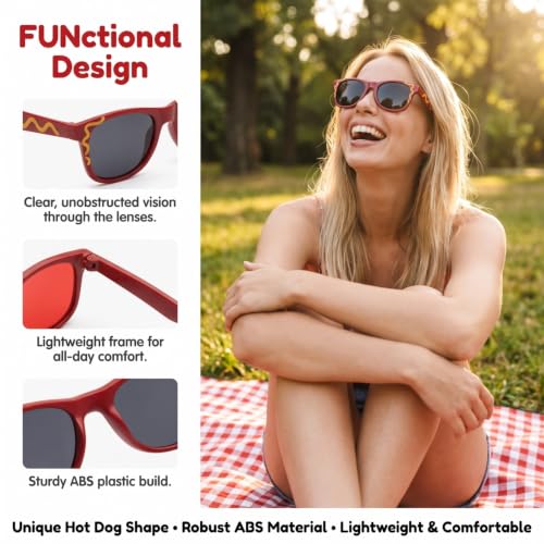 Funny Hot Dog Sunglasses Party Props - 6 Pack Novelty Costume Glasses