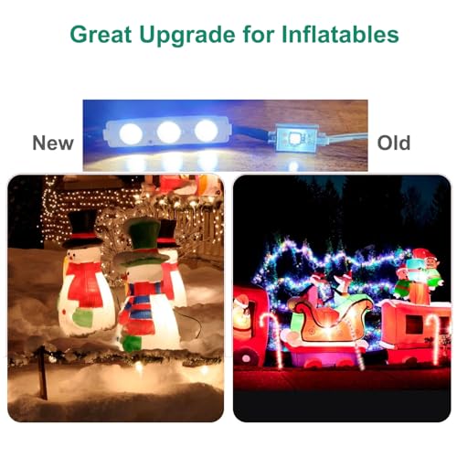 12V White LED Replacement Lights for Inflatable Decorations - Waterproof 20 Pack