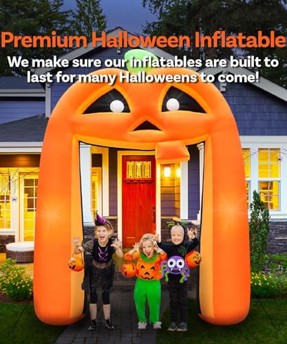 Halloween Pumpkin Inflatable Archway - 10FT Outdoor Spooky Yard Decor with LEDs - Pumpkin Arch Variation