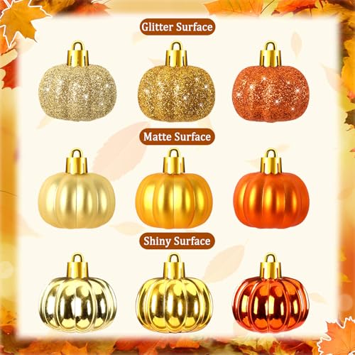 24 Pcs Fall Pumpkin Tree Ornaments - 3D Hanging Decorations for Autumn & Thanksgiving