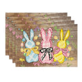 Easter Bunny Rabbits Floral Placemats Set of 4 - 12x18 Inch Rectangular Spring Holiday Table Decor