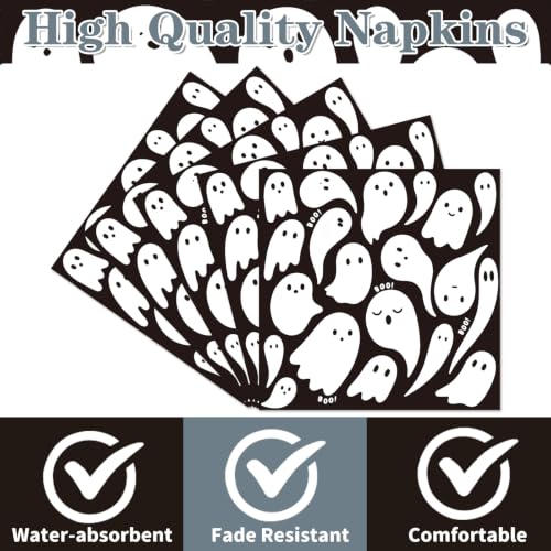 Halloween Ghost Party Decorations - Black Spooky Napkins (50 Pcs) - Variation of THIS listing