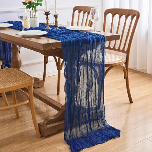Royal Blue Cheesecloth Table Runners 6 Pack - 10FT Boho Wedding Party Decor