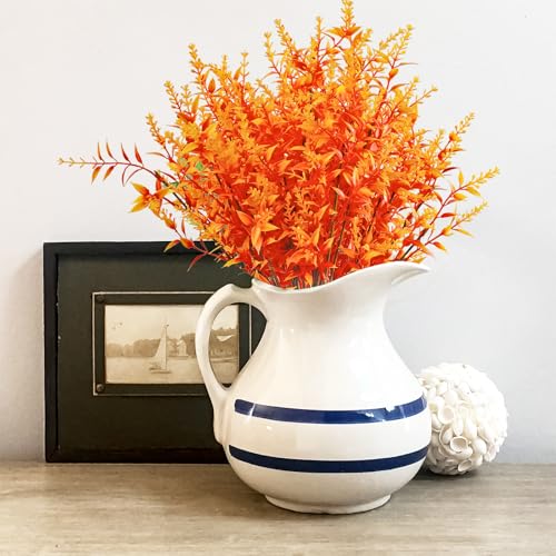 Artificial Fall Lavender Flowers Set - 20 Bundles Outdoor Faux Plants, UV Resistant, Gold Yellow