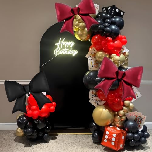 Burgundy & Black Bow Balloons - Halloween Vampire Party Decorations