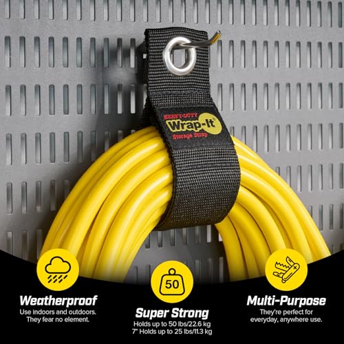 Heavy-Duty Wrap-It Storage Straps - Assorted 6-Pack, Black Tie Cords