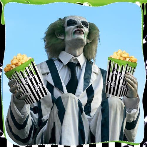 24 Pack Halloween Popcorn Snack Boxes with Worm & Stripe Design
