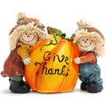 Thanksgiving Decor Pumpkin with Scarecrows - Resin Fall Home Decorations