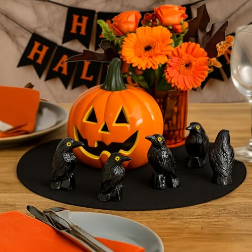 Mini Crow Figurines for Halloween Decorations - 50pcs Dark Theme Crafts & Party Favors