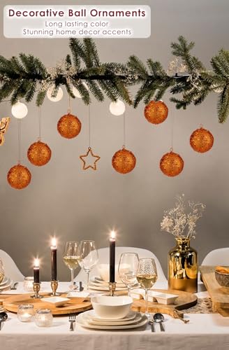 Large Orange Christmas Ornaments Set - 3.15 Inch Shatterproof Holiday Decor, 6 Pcs