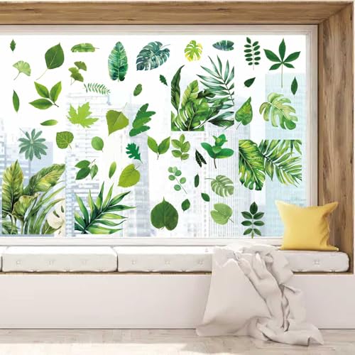 Leaf Window Stickers - Green Leaf Wall Decals for Home & Bedroom Decor - Variation: Leaf 2
